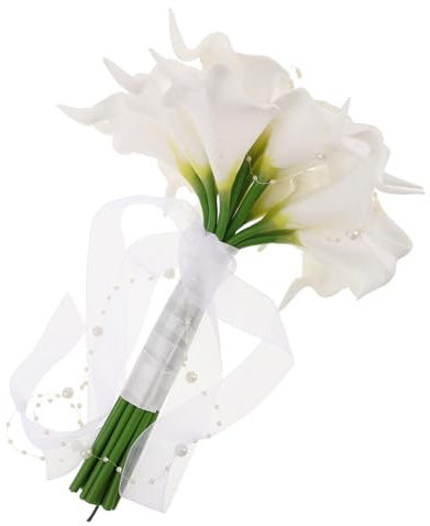 Cabilock Bouquet da Sposa Calla Artificiale Bianca Leggera Sposa Cerimonie Feste e Fotografia da e Resistente alle Intemperie