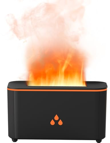 Mini Colorful Flame Essential Oils Diffuser, 160ml Ultrasonic Aroma Diffusers with Cool Mist Aromatherapy Humidifier, 7 Colorful Light, Whisper-Quiet, Auto-Off, 8Hours for Home, Office, Bedroom,Black
