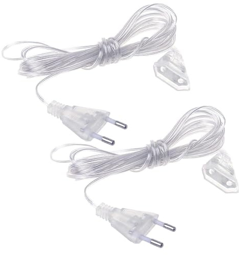 yivom 2er Set Verlängerungskabel Dünnes Kabel, Eurostecker Verlängerung 3M, Verlängerungskabel Transparent, Verlängerungskabels Flachstecker für LED-Laternen und Den Außenbereich 220v