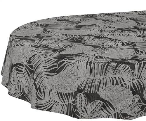 Wachstuchtischdecke Tischdecke abwaschbar Wachstischdecke pflegeleicht wasserabweisend Lotuseffekt Gartentischdecke Nachttropik Oval 180 x 140 cm Schnittkante