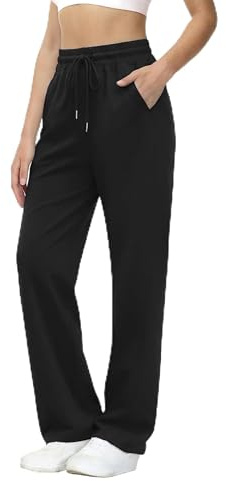 Aseniza Jogging Femme Pantalon Bas de Sport Confortable Chic Élastique Taille Haute avec Poches Droit à Coupe Large Training Yoga Décontracté Baggy Pilates Fitness et Yoga S-XXL