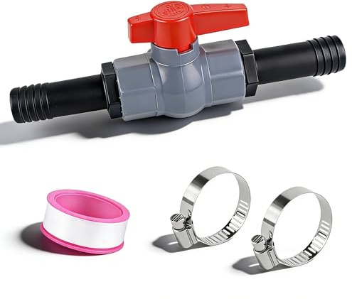 Bcuuozeeing Kugelhahn mit Schlauchverbinder, Pool Schlauchverbinder, PVC Kugelhahn, Inkl. 1 Absperrventil Innengewinde 1 1/4(40mm) + 25mm, 2 Schlauchtüllen, für Pool und Teichbau, Aquaristik