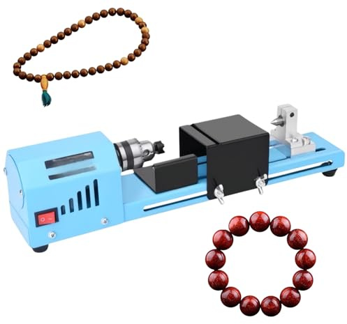 Macchina lucidatrice per perline su mini tornio, tornio fai-da-te per lavorazione del legno 5-in-1 con 4000-7000 giri/min e mandrino da 0,6-6,5 mm, per incisione e levigatura di legno e pietra