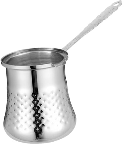 Yunmeryker Cafetera Turca Cafetera con Mango Largo para Verter Sin Derramar Olla de Café Resistente de Acero Inoxidable Apta para Cocinas de Gas E Inducción, tal como se describe, S