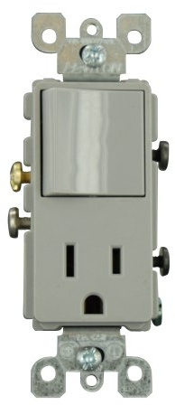 Leviton 15 Amp, 120 Volt, Decora Single-Pole, AC Combination Switch, Commercial Grade, Grounding, 5625-GY, Gray