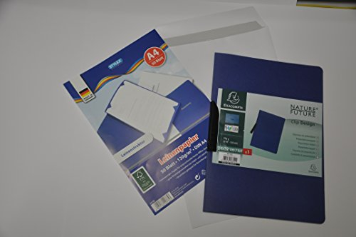 Bewerbungsmappen-Set Exacompta bestehend aus Bewerbungsmappe + 1x hochwertiges Leinenstrukturpapier (50 Blatt) weiß+ Versandtasche B4 weiß. 3er Set