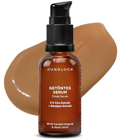 JUNGLÜCK Getöntes Serum Gesicht – Vegan | Pflegende Foundation mit Hyaluron | Gesichtsserum für einen natürlichen No-Make-Up Look mit leichter Deckkraft für einen gleichmäßigen Teint - Mittel