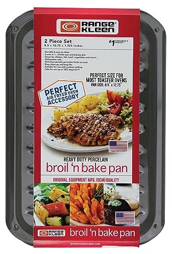 Range Kleen BP106X Air Fry, Bake and Broil Pan 8.5 x 12.75 Black