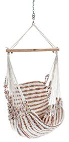 Chico-Hängesessel 190 x 95 cm (inkl. Drehwirbel, Karabiner und Kette) - Baumwolle, beige-bunt