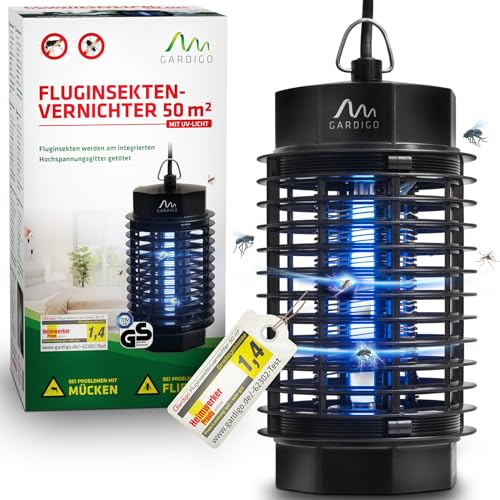 Gardigo Insektenvernichter Elektrisch mit UV-Licht | Fliegenabwehr für 50m² | Elektronischer Mückenschutz und Fliegenschutz | Insektenabwehr gegen Fliegen Mücken Gelsen Schnaken | Mückenlampe