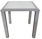 Villana Sylvania Beistelltisch, Silber/weiß, Aluminium/Sicherheitsglas, 45 x 45 x 45 cm