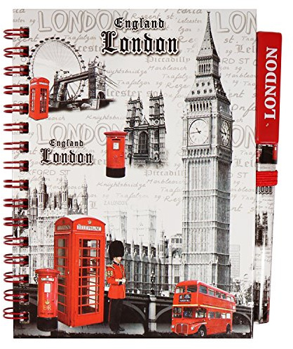 A6 Souvenir London England Tourist Sehenswürdigkeiten Big Ben Wire Notizbuch mit Stift (1 grauer Big Ben)