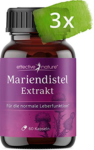Mariendistel-Extrakt Kapseln im Vorteilspack (3x 60 Stk.) für 3 Monate - Enthält 80% Silymarin - Hochdosiert mit 500 mg Mariendistelextrakt pro Tag
