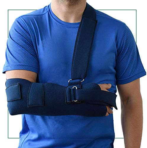 Ortones - Verstellbare Arm - und Schulterschlinge Sling mit Anti-Rotations-Gurt – Universalgröße für beide Seiten – Ideal zur Ruhigstellung – Blau
