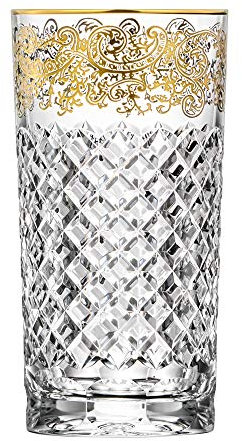 ARNSTADT KRISTALL Longdrinkglas Wasserglas Saftglas Arabeske Gold (14 cm) Kristallglas mundgeblasen · handgeschliffen · Handmade in Germany · inkl. 24 Karat Goldrand