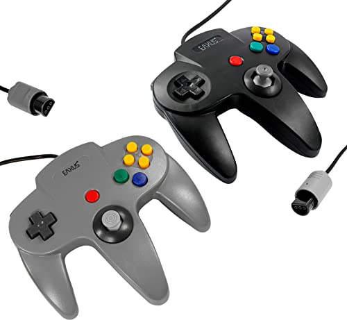 Eaxus® Controller geeignet für N64 - Gamepad kompatibel mit Nintendo 64 Konsole, Schwarz + Grau