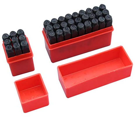 Healifty - Juego de 36 sellos de acero al carbono con números y letras del alfabeto, para manualidades y manualidades de metal, 8 mm 4 mm Como se muestra en la imagen