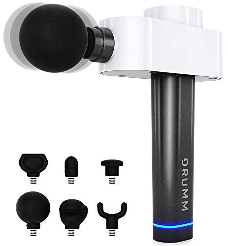 DRUMM T-1 Massage Gun | Deep Tissue Percussion Massager Handheld | Muscle Stimulator | 6 x Attachment Heads | Low Noise | High Speed | Carry Case | Cordless |Brushless Motor| Electric Body Massage Gun