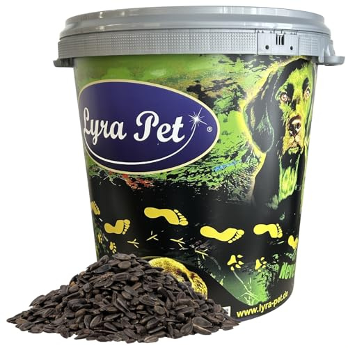 Lyra Pet® 10 kg Sonnenblumenkerne schwarz Neue Ernte in 30 L Tonne | Ganzjähriges Wildvogelfutter - Ideal für kleine Vögel - Mit höchstem Ölgehalt - Spendet Energie im Sommer und Winter