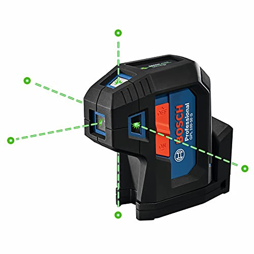 BOSCH GPL100-50G Green-Beam Self-Leveling Alignment Laser, Includes 2 AA Batteries, Built-In Multipurpose Mount, & Hard Carrying Case