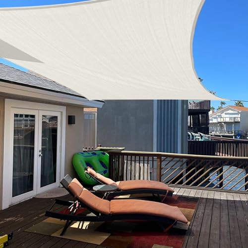 Cool Area Tenda a Vela Rettangolare 3x4m Traspirante HDPE Vela ombreggiante Protezione Raggi UV parasole per Giardino Esterno Terrazza-Crema