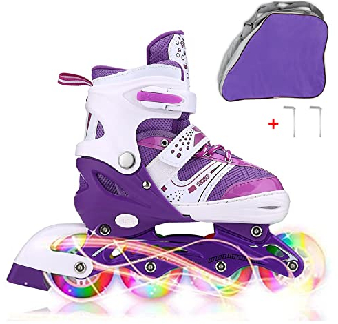 JIFAR Inliner Für Kinder Verstellbare Inline Skates mit Beleuchteten Rädern Rollschuhe Outdoor Schuhe mit Rollen für Kinder Mädchen Jungen Inline Skates für Kinder Größenverstellbar von 31 bis 34