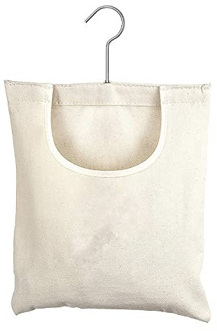 Wäscheklammer Aufbewahrungstasche, VOSSOT Leinwand Wäscheklammer Tasche, Tragbar Waschbar Hängende Speicherorganisator, hält bis zu 150 Wäscheklammern Wäschekleidung Pin Halter, Weiß Organizer