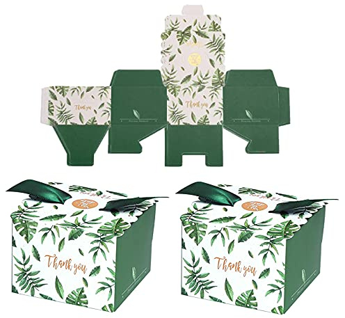 Geschenkbox Klein, 50 Stück Gastgeschenke Hochzeit, Papier Süßigkeitenboxen, Süßigkeiten Box für Party, Hochzeit, Weihnachten, Halloween, Geburtstage (Grün)