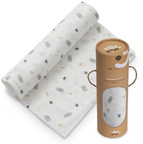 Interbaby Bambu Muslin för spädbarn 1,20 x 1,20 - Koala Boy Grå