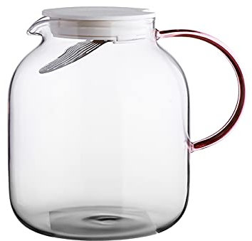 EVSER Iced Tea Jug Plaza de Vidrio de borosilicato con colador de Acero Inoxidable Capacidad de Gran Capacidad de Agua fría Tetera for té Helado, sangría, Limonada Juice Pitcher (Color : A, Size : L)