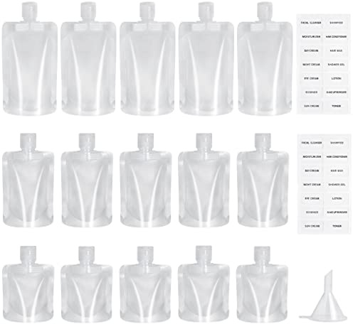 ZGTS 15 Pcs Travel Size Toiletries Bag,Portable Travel Fluid Makeup Packing Bags Refillable Squeeze Pouch for Toiletries Travel Toiletry Containers for Lotion Shampoo Conditioner, Travel Accessories
