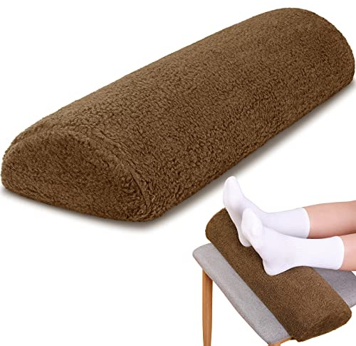 Sintuff Recliner Leg Rest Cushion Sofa Footrest Pillow with Cover Half Moon Bolster Pillow Under Knee Pillow for Sleeping On Back Alleviating Pain, 19.7 x 8 x 3.5 Inch (Brown)