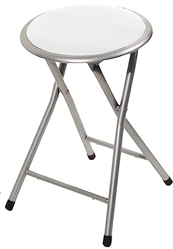 GREAT AIGOO Taburete Plegable Acolchado, Ligera y Elegante, Ideal para Cocina, Jardín y Baño,Diámetro 30 x Altura 45 cm (Pack 2, White)