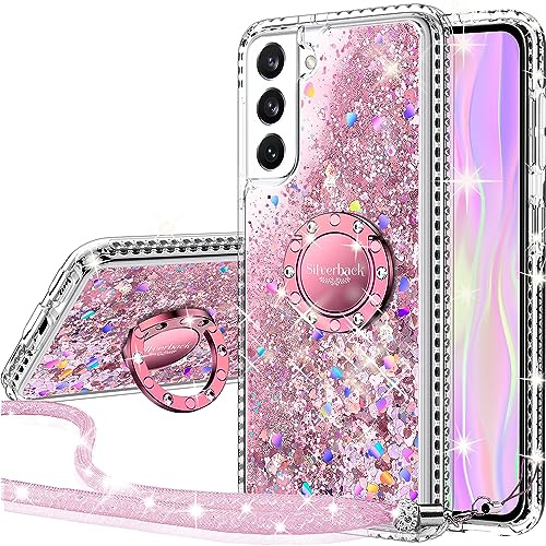 Miss Arts für Samsung Galaxy S21 Hülle, Glitzer Handyhülle mit Ringständer