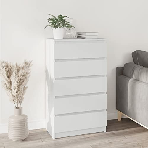 ZEYUAN White Chest of Drawers 60 x 36 x 103 cm in Multilayer Wood, Chest of Drawers, Space-Saving Drawer, Desk Drawer, Bedroom Chest of Drawers (SPU:823016)