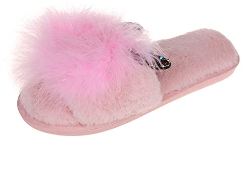Kvinnor vintertofflor slip-on fritidsskor termiska unisex tecknade filttofflor tofflor inomhus stängda halkfria bekväma tofflor vinter damtofflor, ROSA, 40 EU