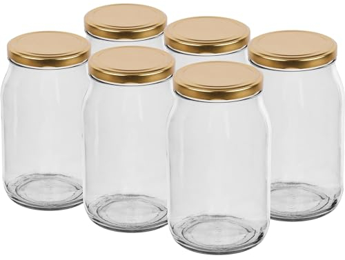 WYSKONT Gläser mit Deckel für Gläser - Einmachgläser - Einmachgläser mit Schraubdeckel 82 mm - Marmeladengläser - Einmachgläser 900 ml - Honiggläser - Gurkengläser – Einlegen - 4 Stück