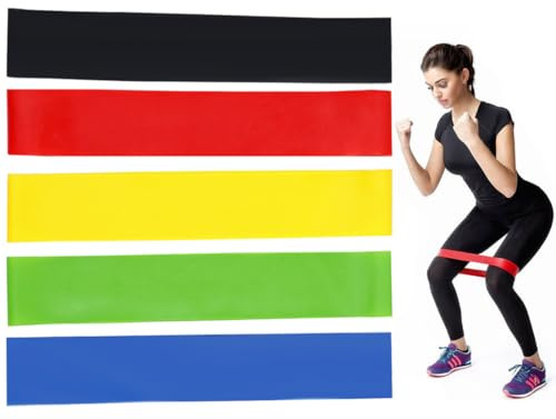 GNALIA Lot de 5 Bande Élastique Fitness Elastique Musculation 5 Niveaux de Résistance Elastique Sport avec Sac de Rangement pour Fitness Yoga Pilates Gym Maison