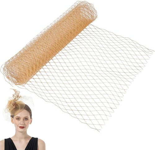 GORGECRAFT 2 Yards Vogelkäfig-Brautschleier Netzstoff 25cm Breit Französisches Organza-Rhombus-Stirnband Millinery-Brauthaarnetz Kopfschmuck Hutdekoration Für Frauen Und Mädchen Hochzeit Teeparty