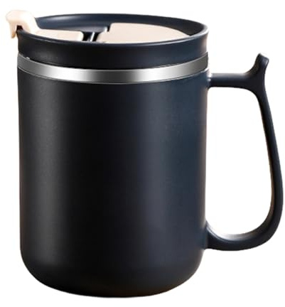 Reisebecher aus Stahl, isolierter Kaffeebecher, Edelstahl-Thermobecher, 500 ml, Espressobecher, Reise-Vakuum-Kaffeetasse mit Deckel und Löffel für heiße kalte Getränke, Milch und Saft