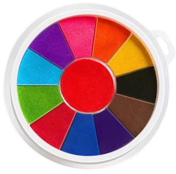 ISAKEN Stempelkissen Set, 12 Farben Stempelkissen Fingerabdruck für Kinder, Ungiftig Abwaschbar Stamp Pad Fingerstempelfarbe für Gummi Stempel DIY Scrapbooking und Karte Machen Dekoration
