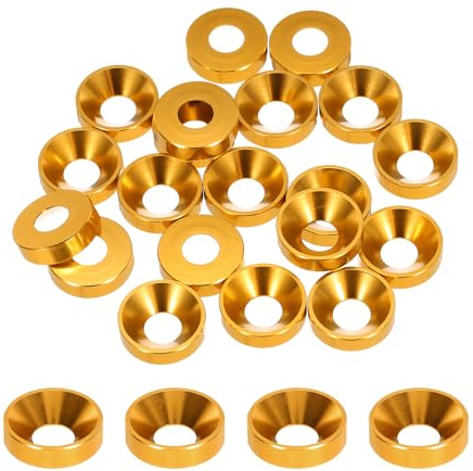 sourcing map Rondelle svasate a tazza conica M5, diametro del foro 5,1 mm/0,2, guarnizioni in alluminio per viti RC/FPV/PC/Drone/accessori meccanici, confezione da 20 (oro)
