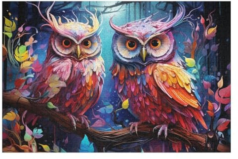 Eule 1000 Teile Puzzle, Holzpuzzle, Puzzles Für Erwachsene Kinder, 1000 Teile Puzzle Für Jugendliche & Erwachsene Lernspiel Herausforderungsspielzeug （75×50cm）