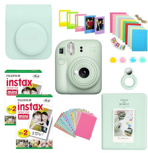 Fujifilm Instant Camera Bundle with Mini 12 Mint Green Camera, 40 Shot Film, Case, Album, Stickers, Filters and Accessories