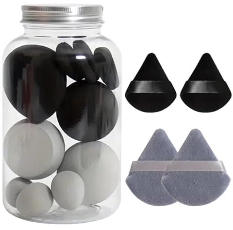 Set di spugne per il trucco da 14 pezzi, colore nero, set di spugne per il trucco multicolore, spugna morbida per la bellezza e spugnetta per il trucco, set di spugnette per fondotinta, miscelatori di