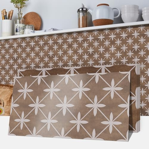 VIRANDA 15pcs Removable Tile Sticker Peel and Stick Backsplash 5.91 x 11.81 inch PVC Self-Adhesive Tile Decals Wallpaper for Kitchen Bedroom Bathroom Decoration,Brown