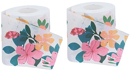 COLLBATH Bedrucktes Toilettenpapier 2 Rollen Hautfreundliches Papier mit Floralem Muster Dekoratives Klopapier für Haushalt Esszimmer und Büro Geschenkidee