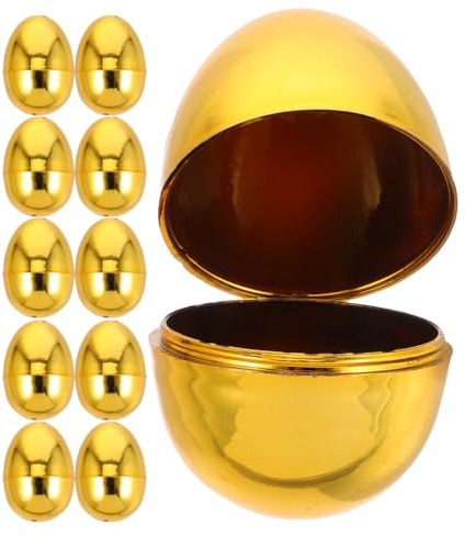 Garneck 12PCS Shiny Gold Plastic Easter Eggs - Fillable Metallic Golden Eggs for Treats - Surprises and Basket Stuffers for Easter Egg Hunts and Festive Celebrations
