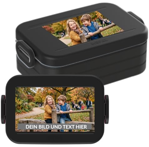 Mepal Brotdose mit Namen To Go - Personalisierte Lunchbox - Geeignet für bis zu 4 Butterbrote - Brotbox Erwachsene - BPA-frei & Spülmaschinenfest - 900 ml - Midi - Nordic black