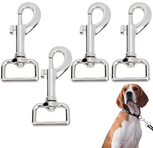 4 Stück Karabiner mit Drehgelenk, Silber Haken mit Drehgelenk, Karabiner, Haken mit Drehgelenk, für Hundehalsband, für Hundehalsband Eimer Hängematte Pferd Tack,karabinerhaken mit drehgelenk